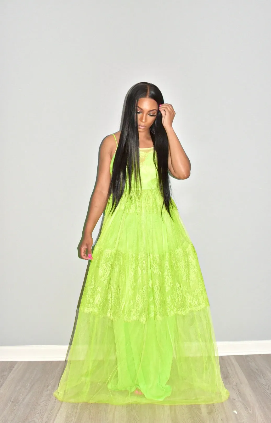 Julie Green Tulle Maxi Dress