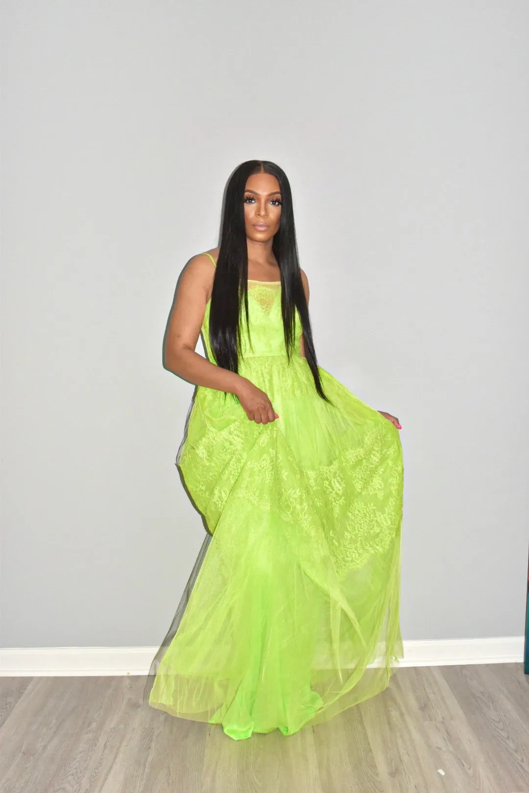 Julie Green Tulle Maxi Dress