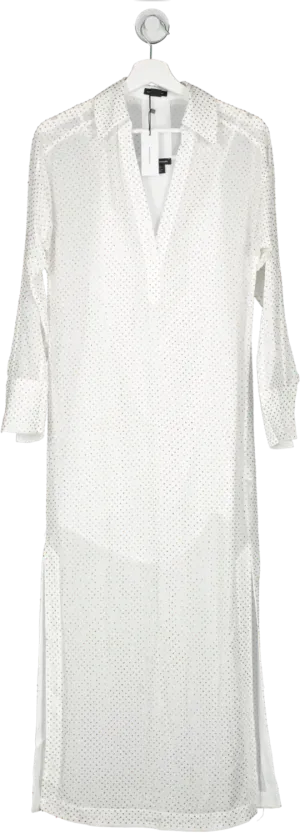 Karen Millen White Hot Fix Plunge Woven Maxi Dress UK 6