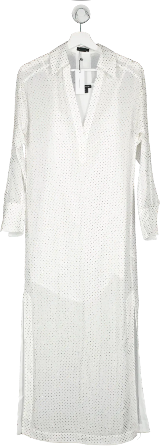 Karen Millen White Hot Fix Plunge Woven Maxi Dress UK 6