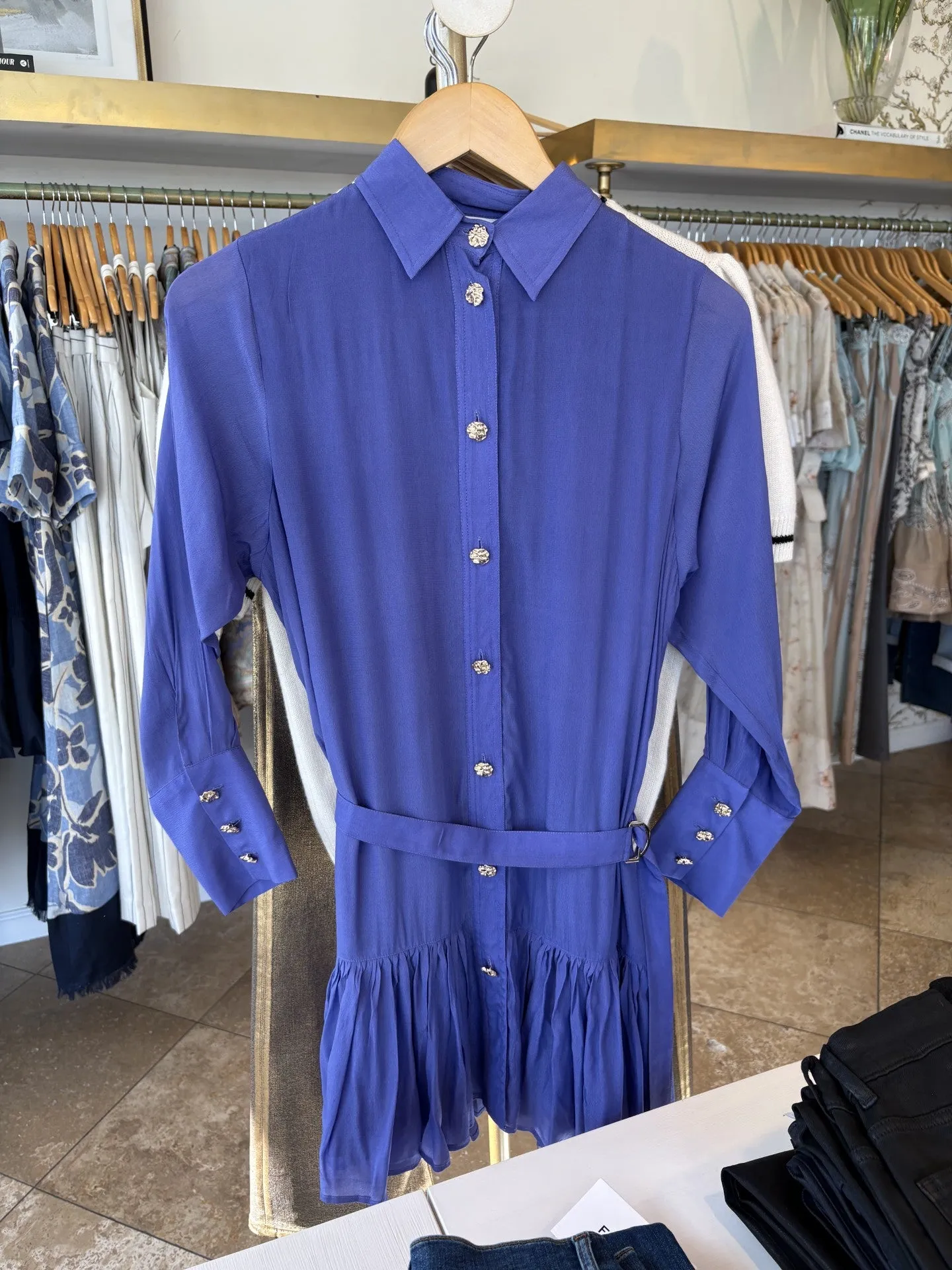 Karina Grimaldi - Daphne Solid Mini Dress in Dark Sky