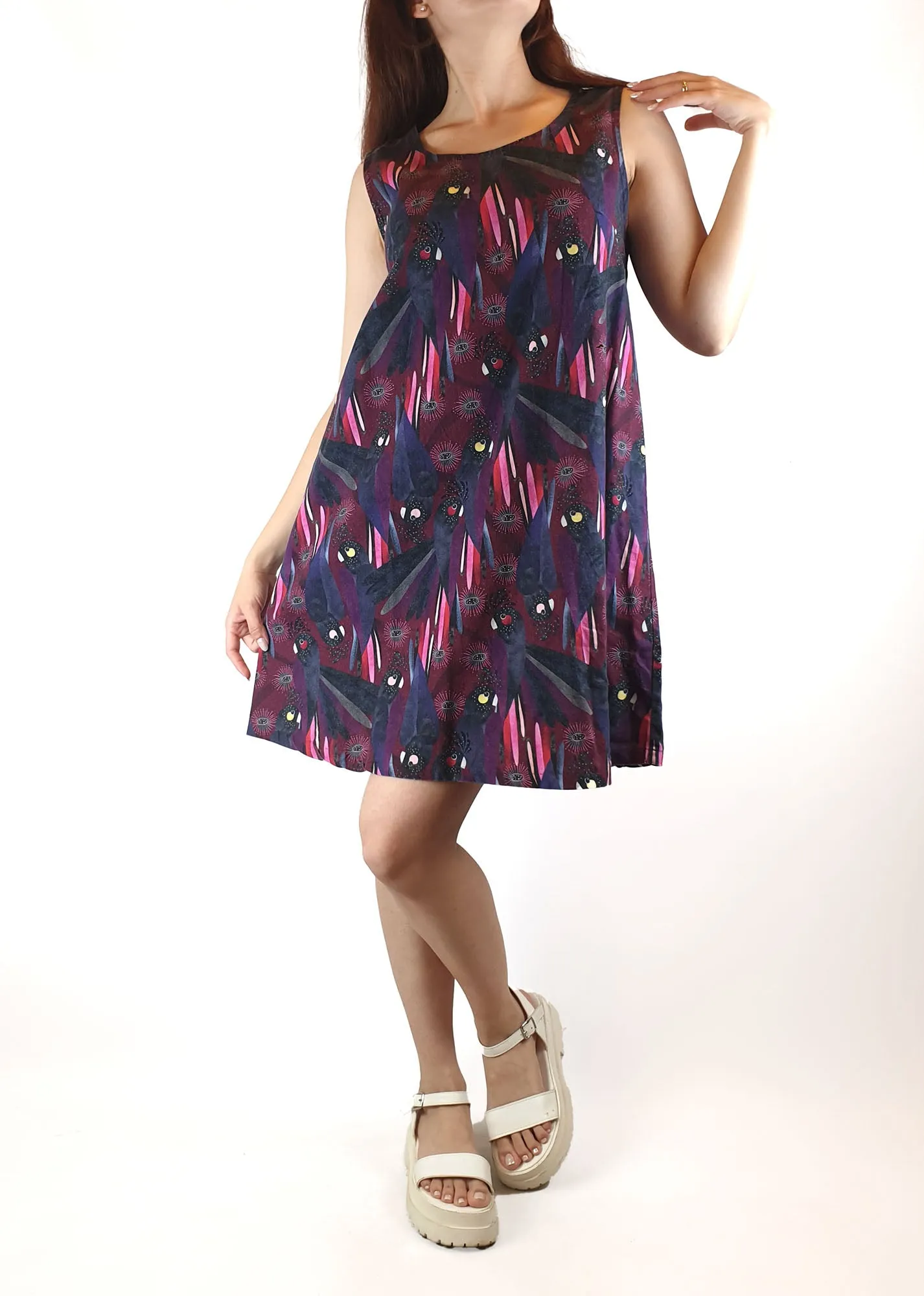 Karla Cola black cockatoo print dress size S / AU 10