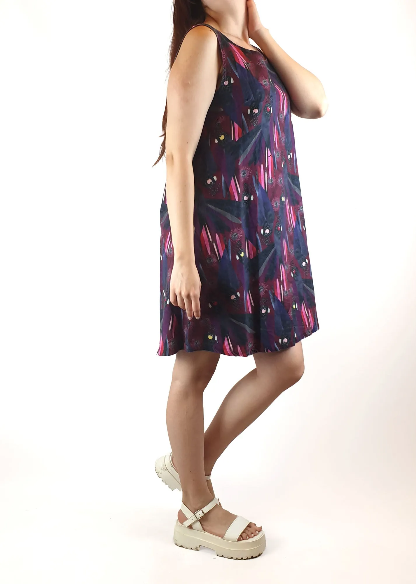Karla Cola black cockatoo print dress size S / AU 10