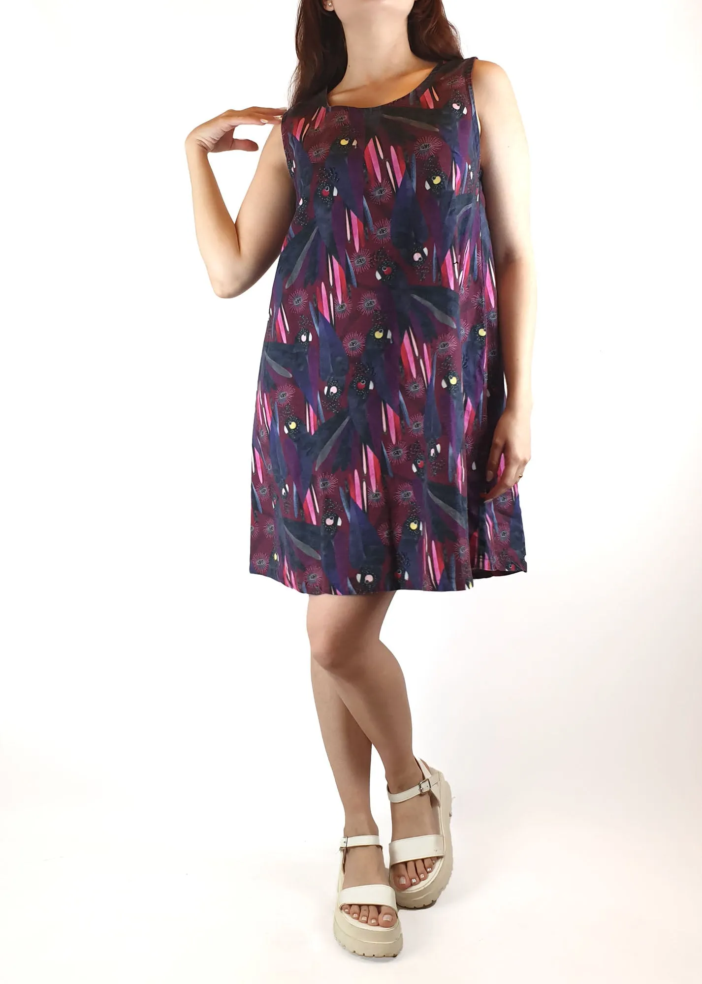 Karla Cola black cockatoo print dress size S / AU 10