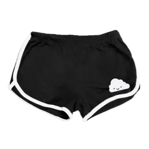 Kawaii Cloud Running Shorts - Black