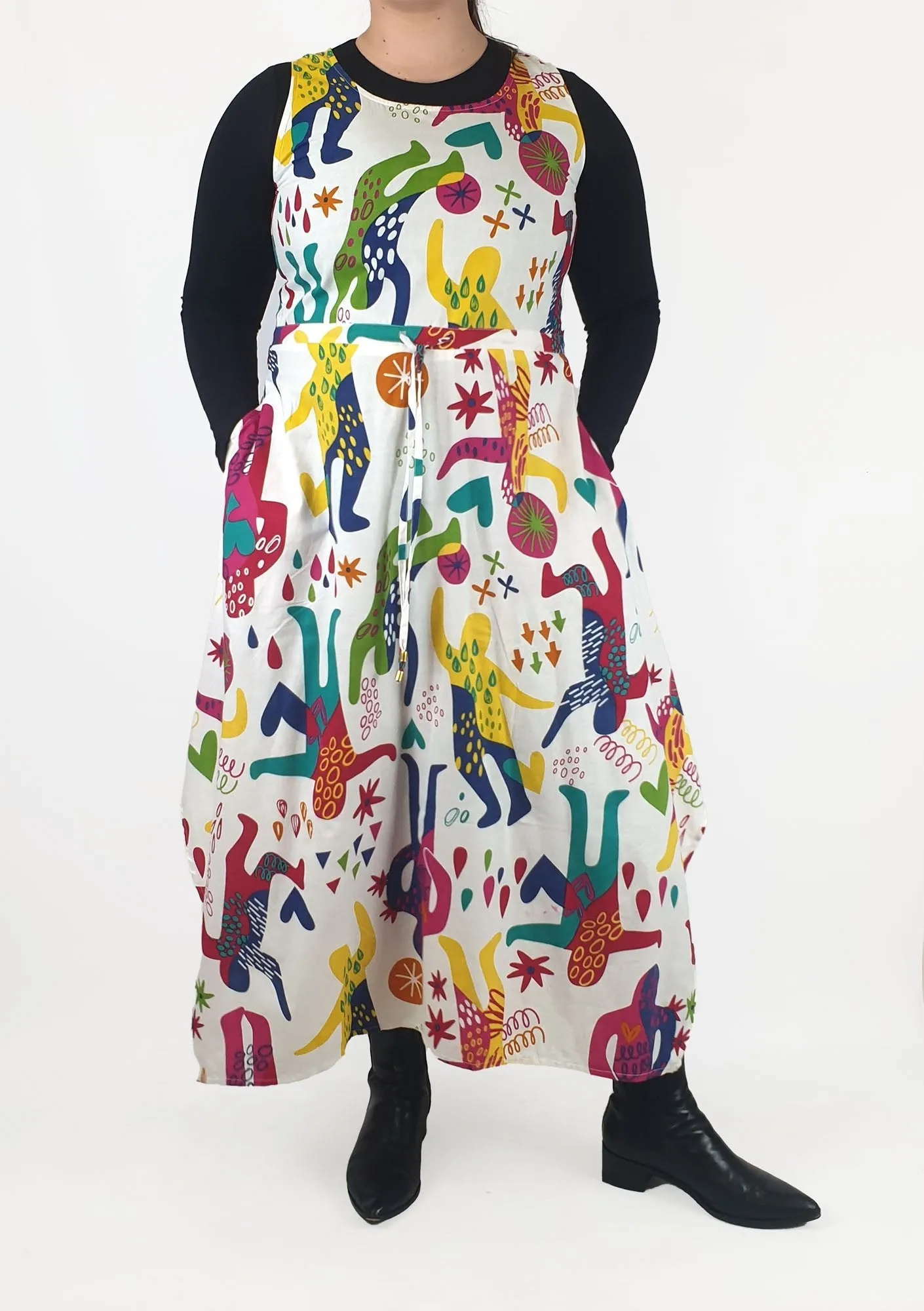Keshet colourful print sleeveless dress size M/L