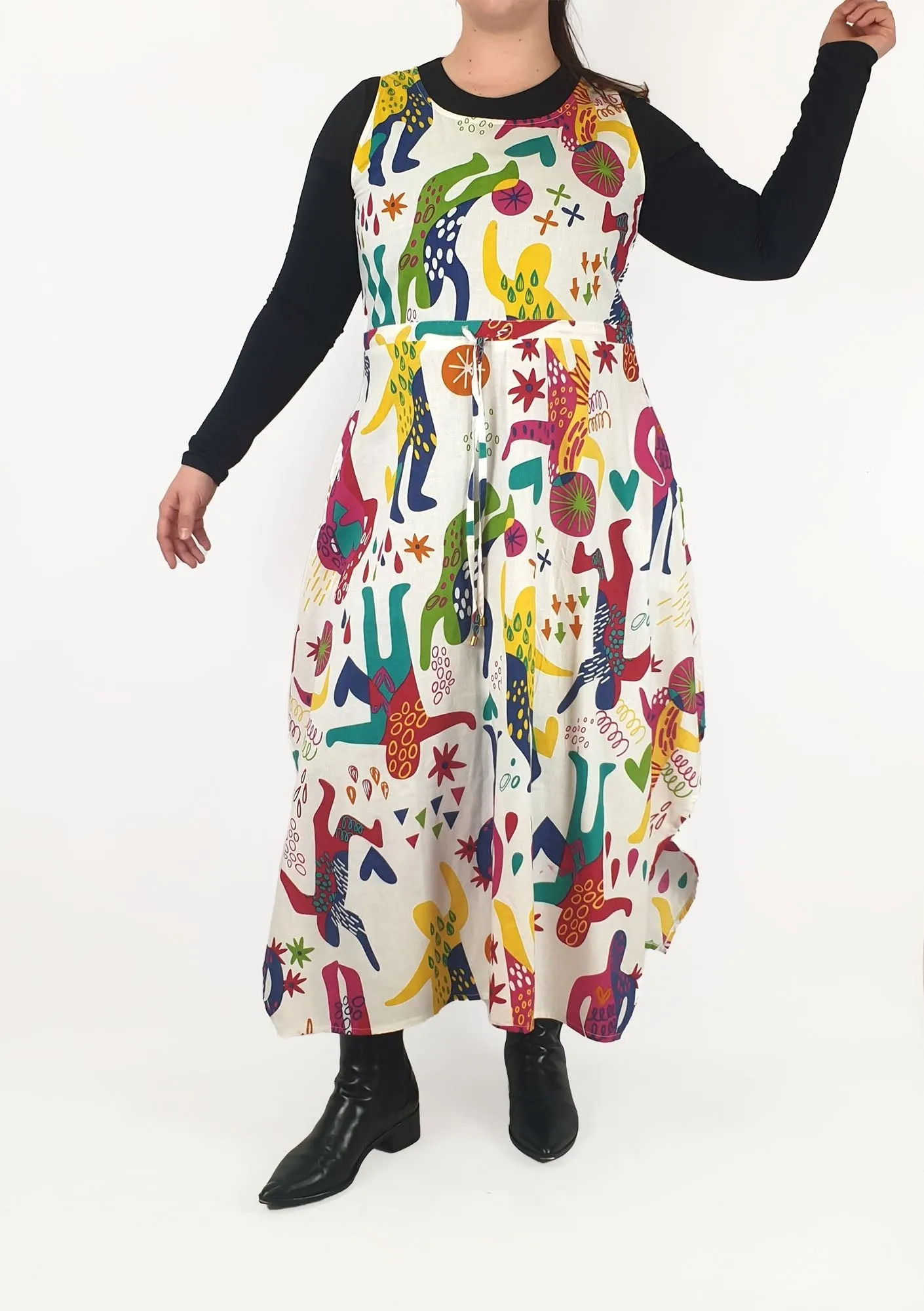 Keshet colourful print sleeveless dress size M/L