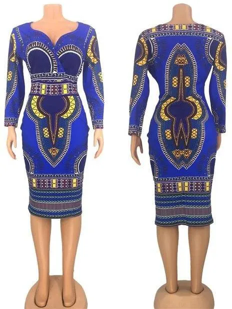 Ladies Striking Colorful Geometric Midi Dress