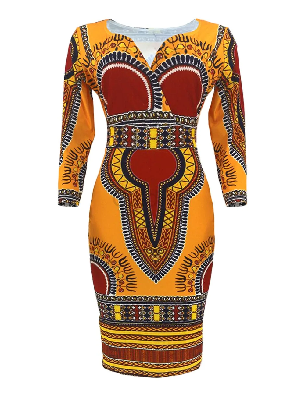 Ladies Striking Colorful Geometric Midi Dress