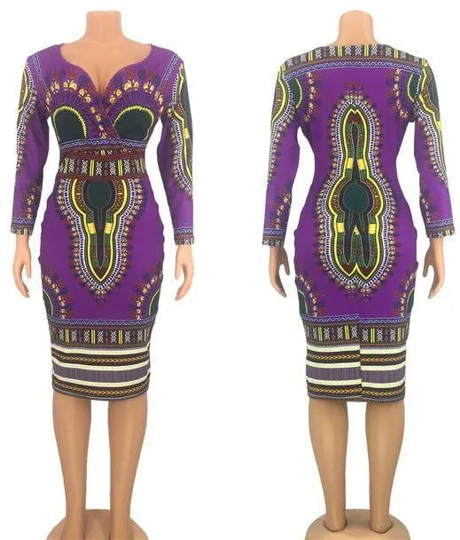 Ladies Striking Colorful Geometric Midi Dress