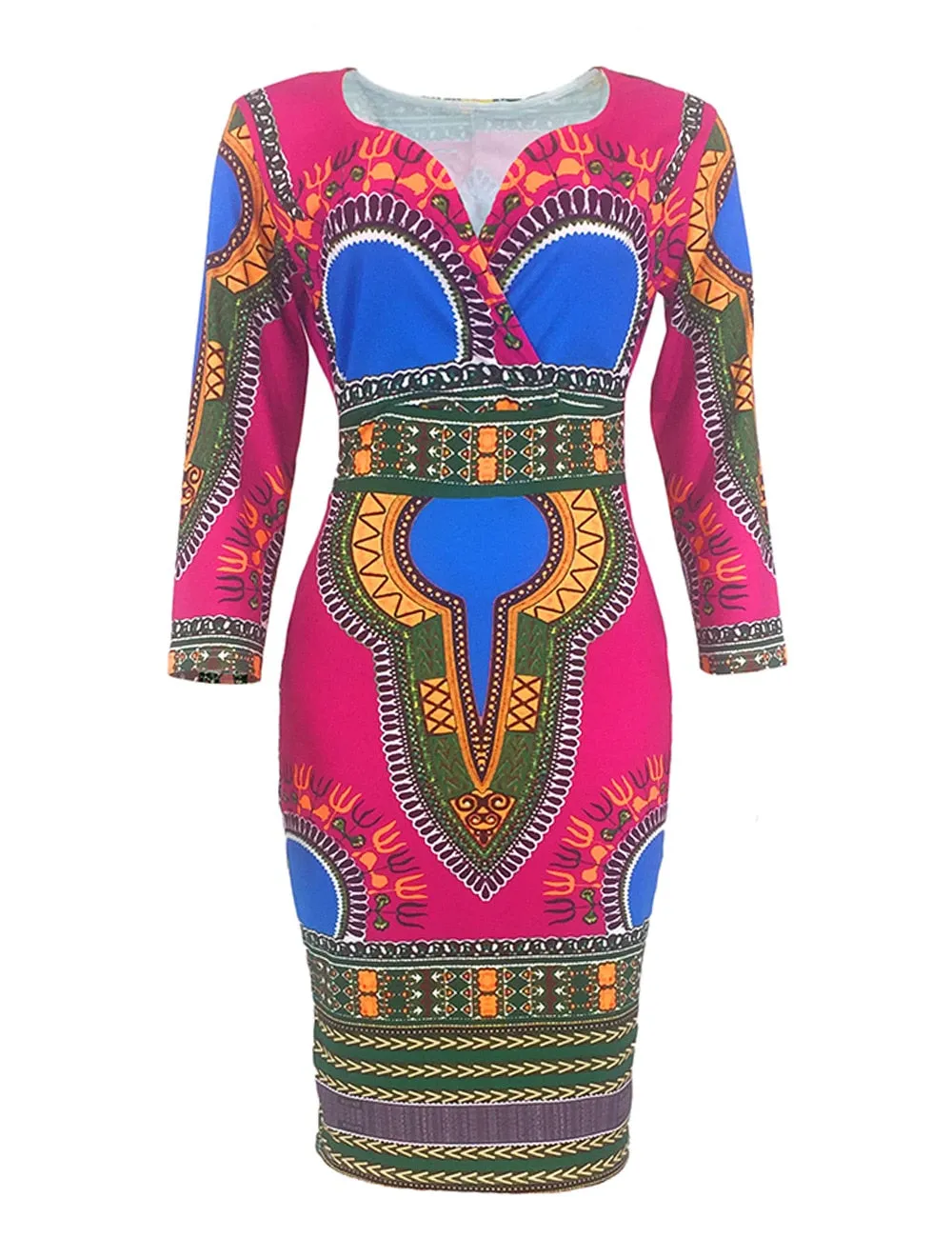 Ladies Striking Colorful Geometric Midi Dress