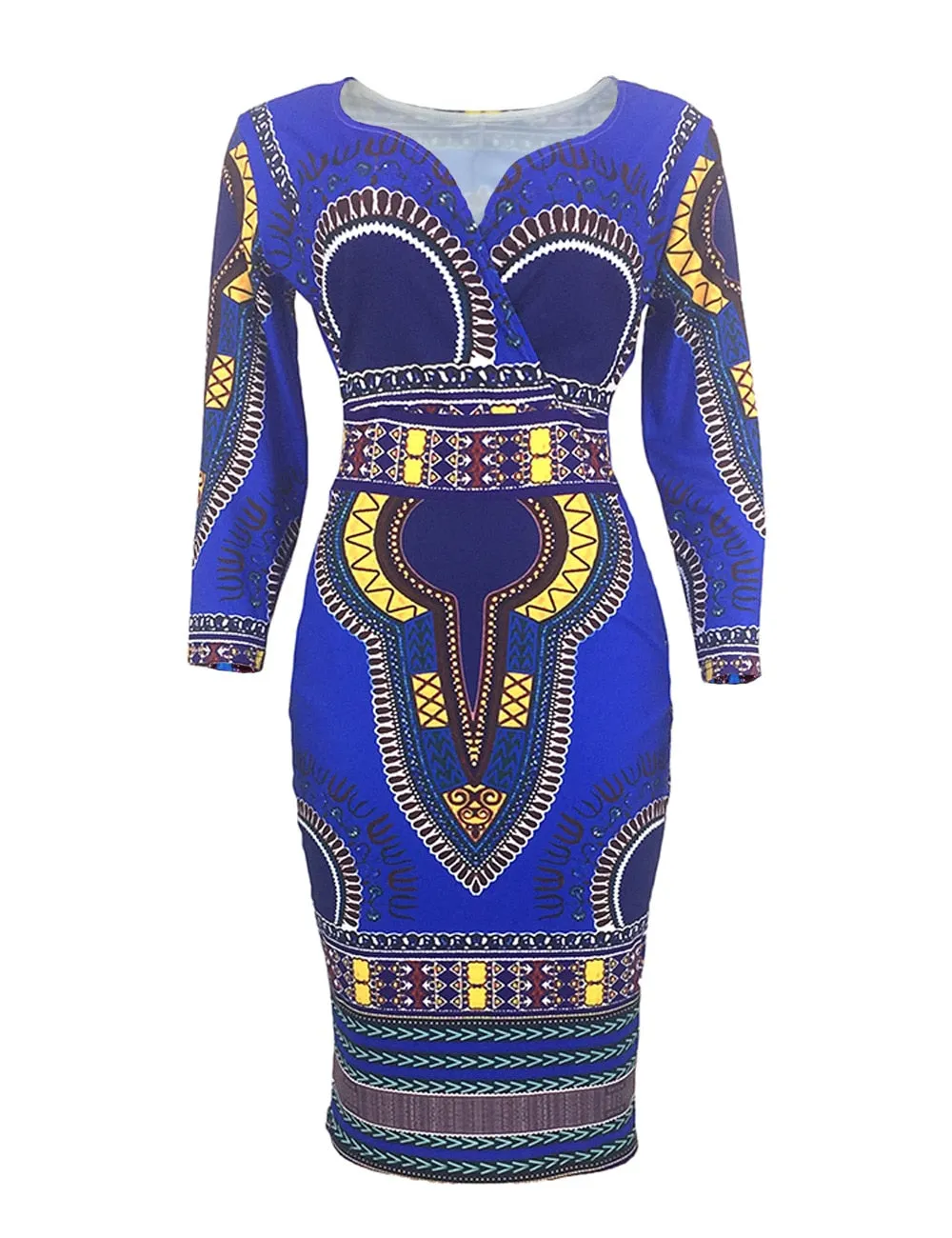 Ladies Striking Colorful Geometric Midi Dress