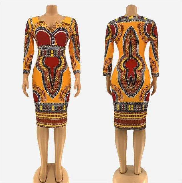 Ladies Striking Colorful Geometric Midi Dress