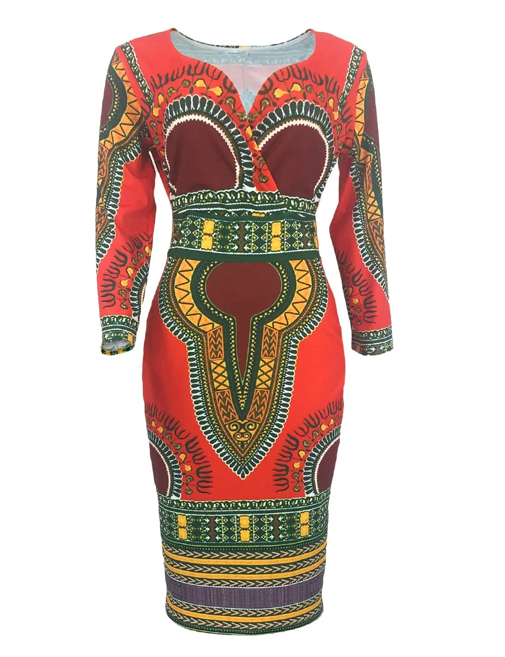 Ladies Striking Colorful Geometric Midi Dress