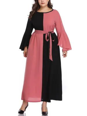 Large Size Women's Stitching Contrast Color Dress