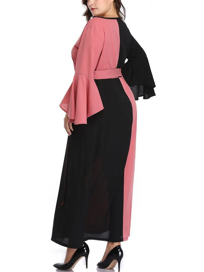Large Size Women's Stitching Contrast Color Dress