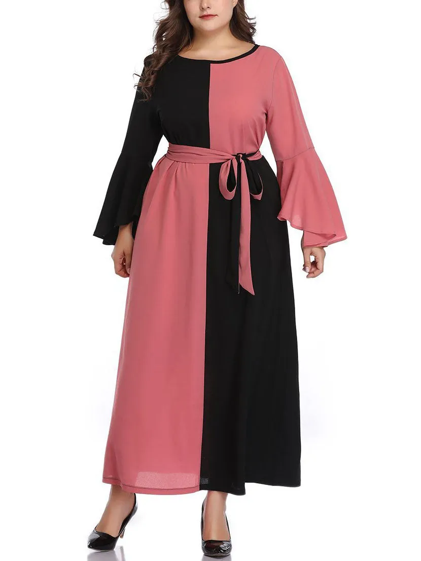 Large Size Women's Stitching Contrast Color Dress