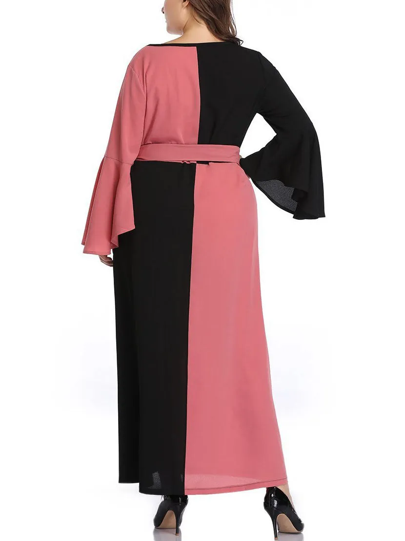 Large Size Women's Stitching Contrast Color Dress