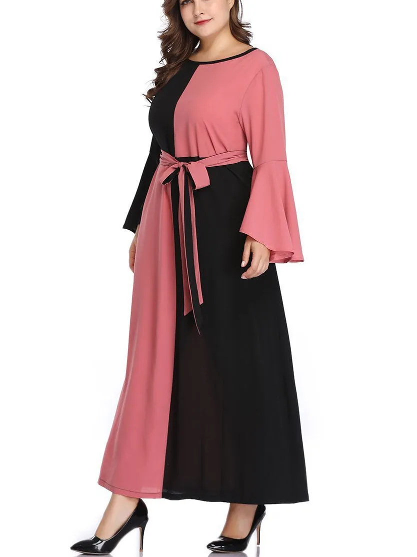 Large Size Women's Stitching Contrast Color Dress