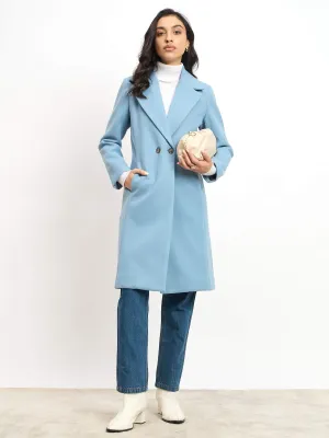 Lauren Notch Collared Coat - Pastel Blue