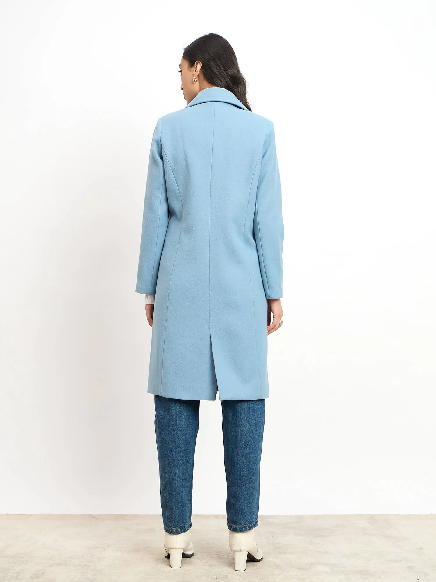 Lauren Notch Collared Coat - Pastel Blue