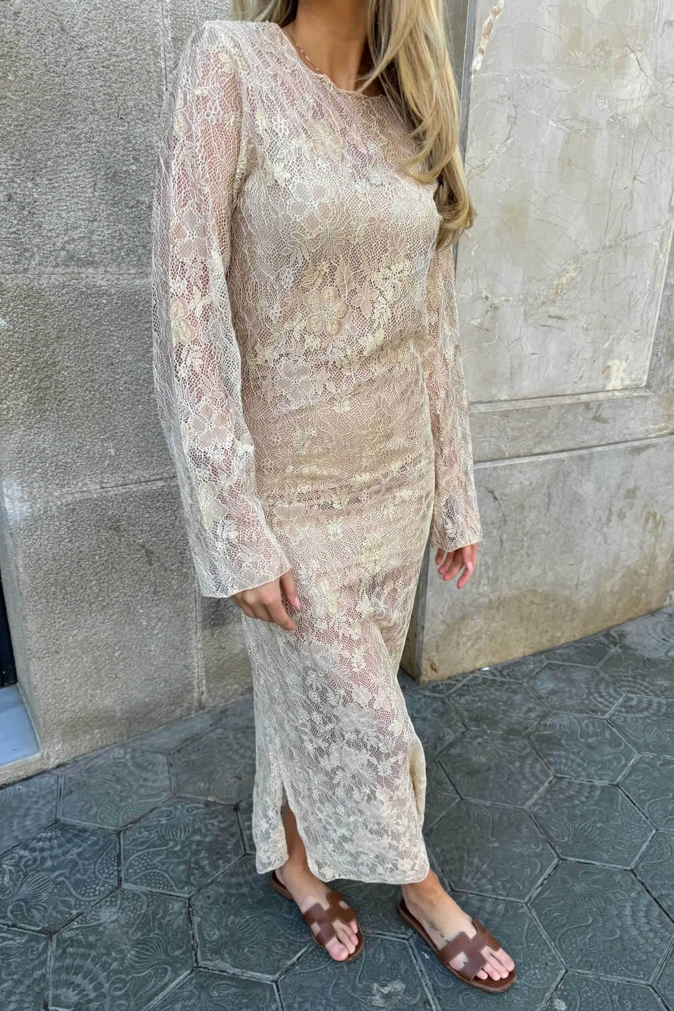 LeaIC Kjole - Guld Rosa Blomster