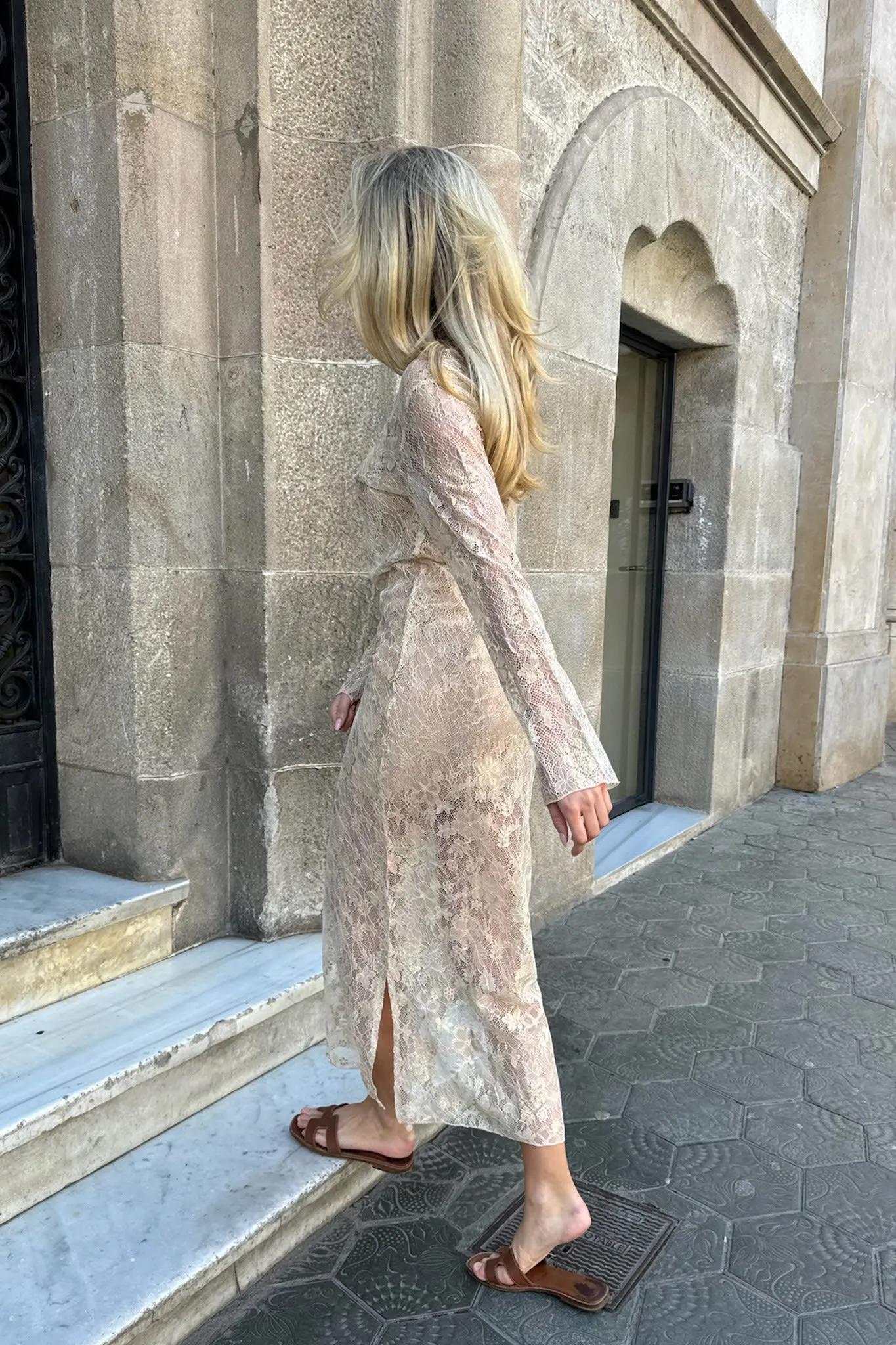 LeaIC Kjole - Guld Rosa Blomster