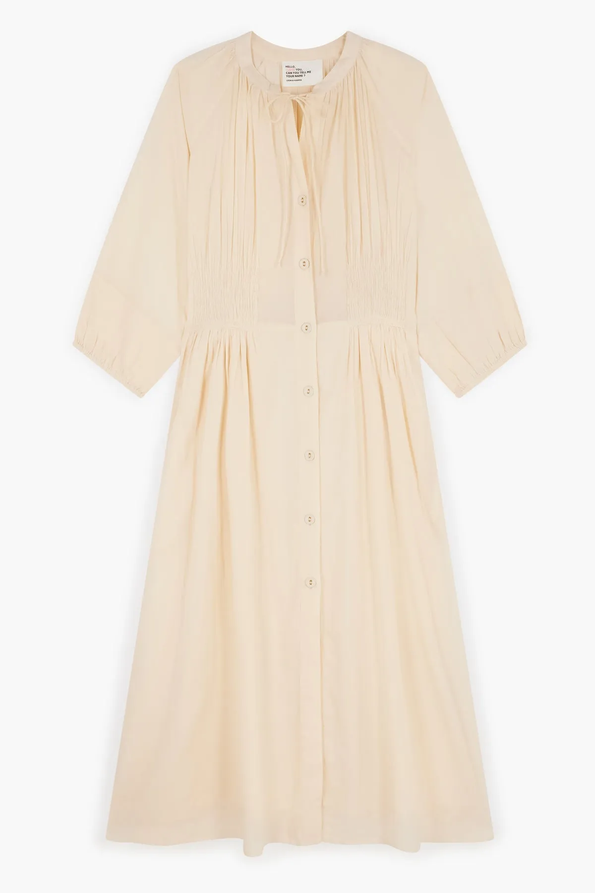 Leon & Harper Roudy  Plain   Ecru Long sleeve Dress