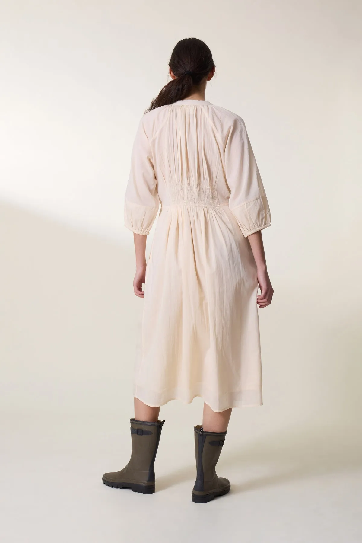 Leon & Harper Roudy  Plain   Ecru Long sleeve Dress