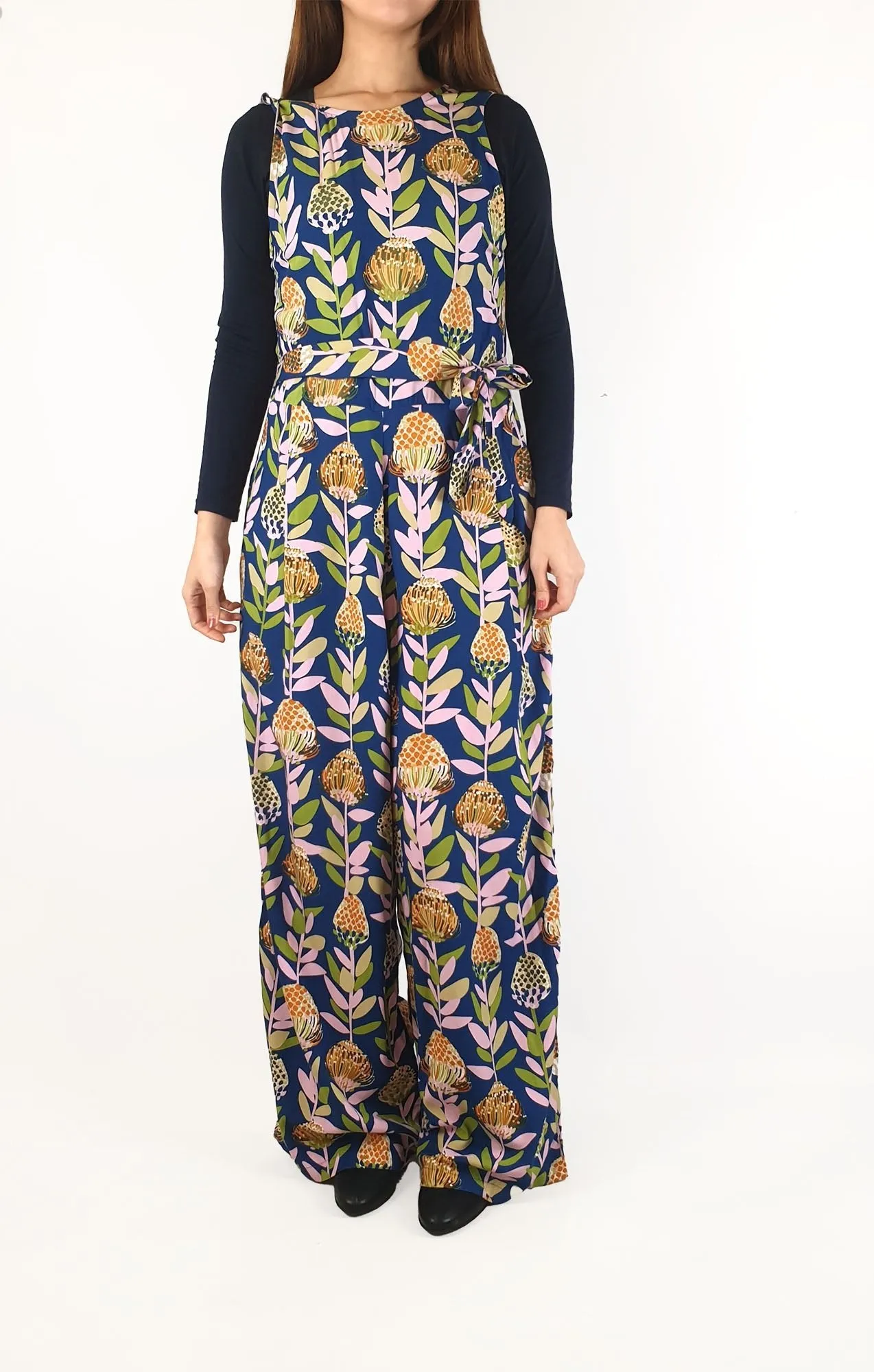Leonard St protea print wide leg sleeveless jumpsuit size 10