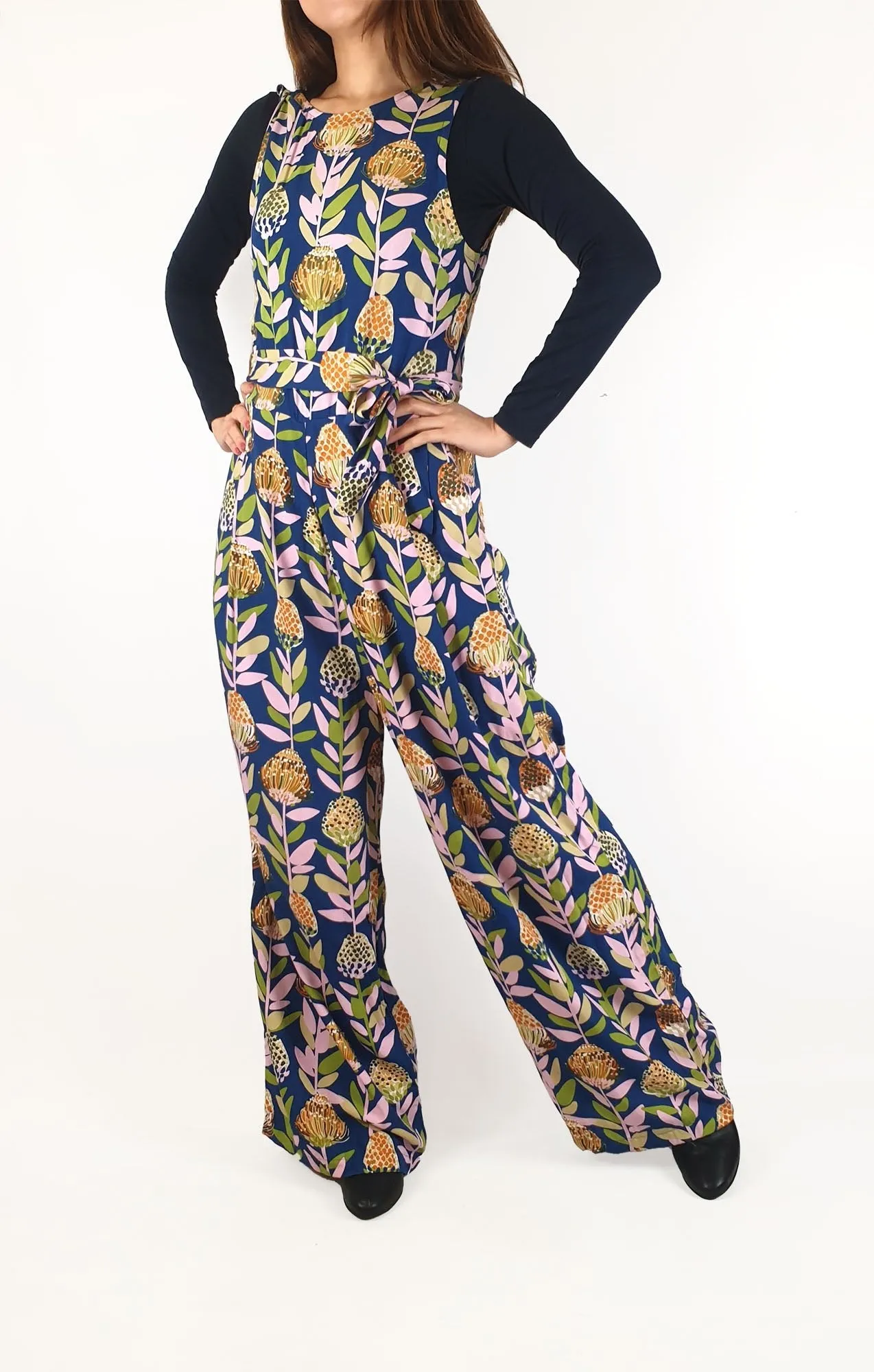 Leonard St protea print wide leg sleeveless jumpsuit size 10