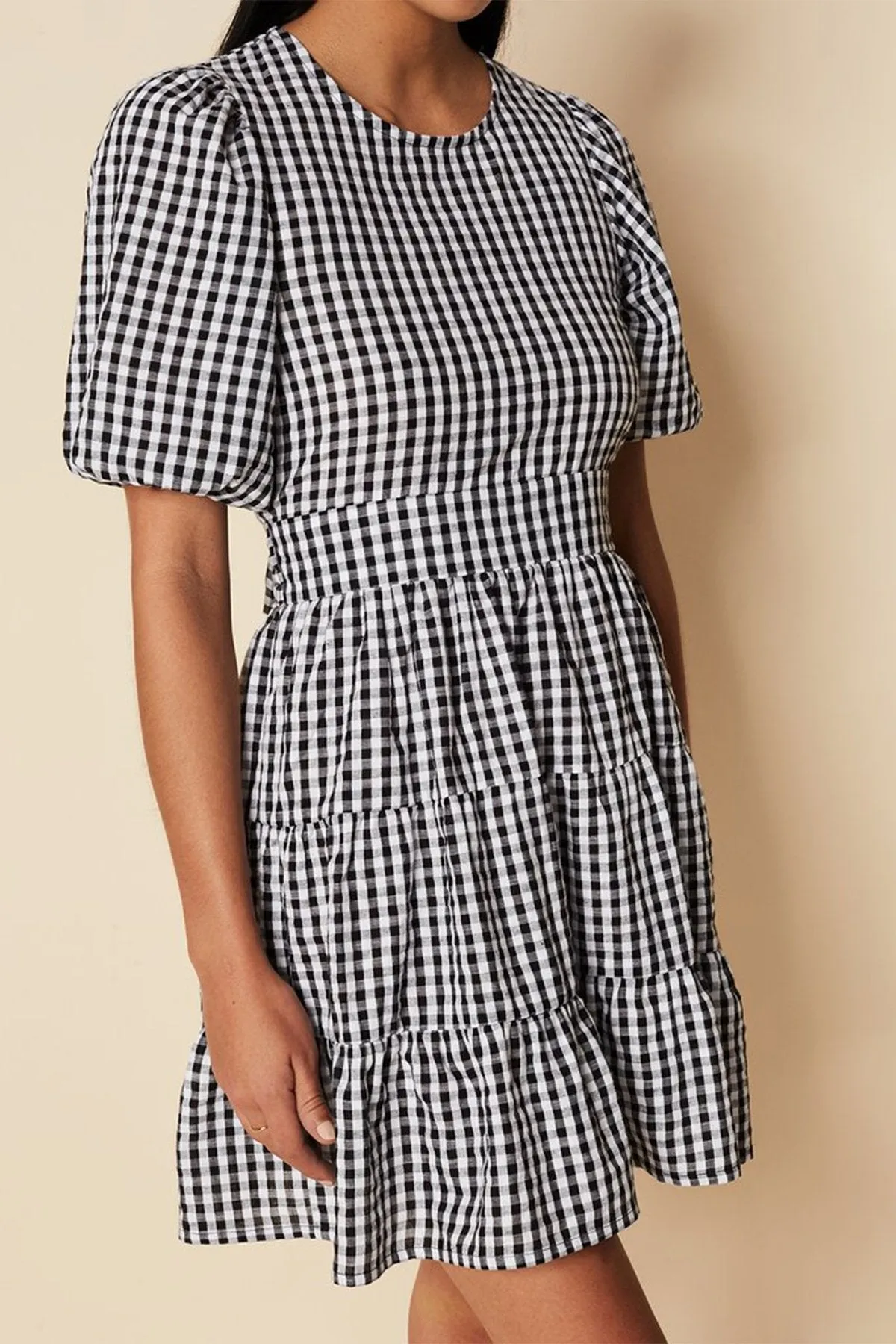Lizzy Mini Dress in Varsha Gingham Black
