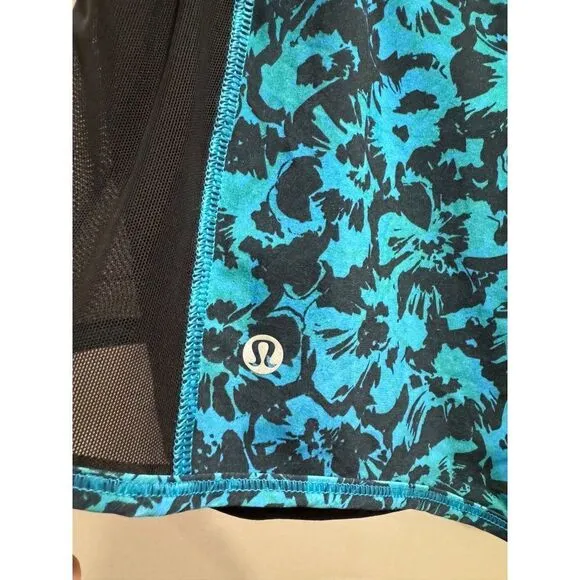 Lululemon Meshed Up Lined Shorts Blue Yoga Running Gym Sz 8