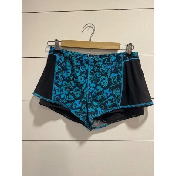 Lululemon Meshed Up Lined Shorts Blue Yoga Running Gym Sz 8