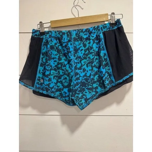 Lululemon Meshed Up Lined Shorts Blue Yoga Running Gym Sz 8