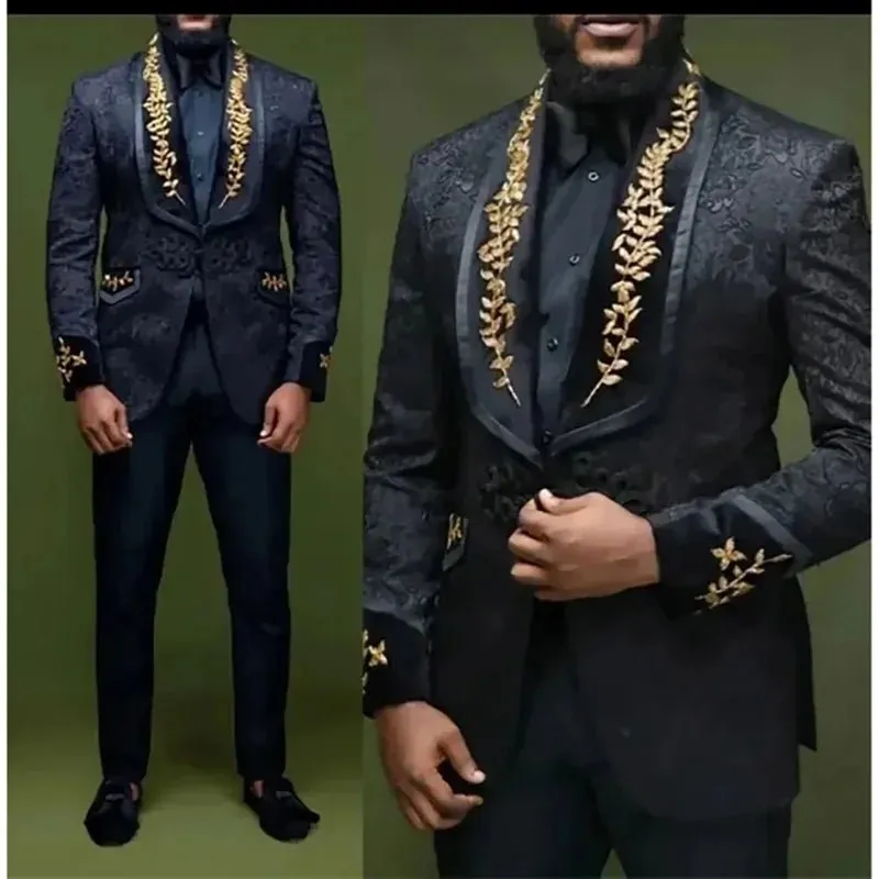 Luxury Black Jacquard Blazer for Men