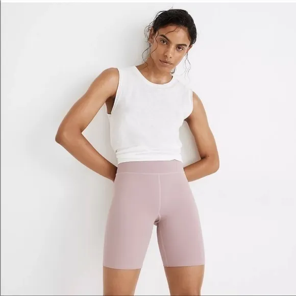 Madewell MWL‎ Form High-Rise 7&quot; Biker Shorts in Mauve Size XS