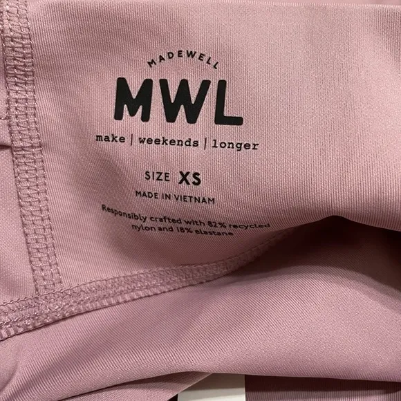 Madewell MWL‎ Form High-Rise 7&quot; Biker Shorts in Mauve Size XS
