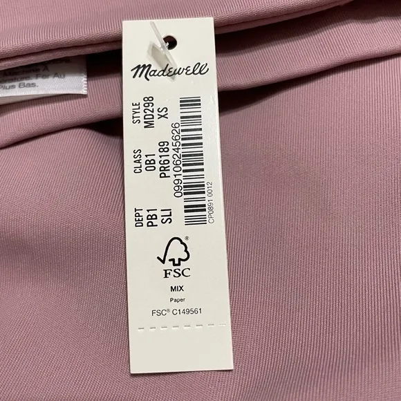 Madewell MWL‎ Form High-Rise 7&quot; Biker Shorts in Mauve Size XS