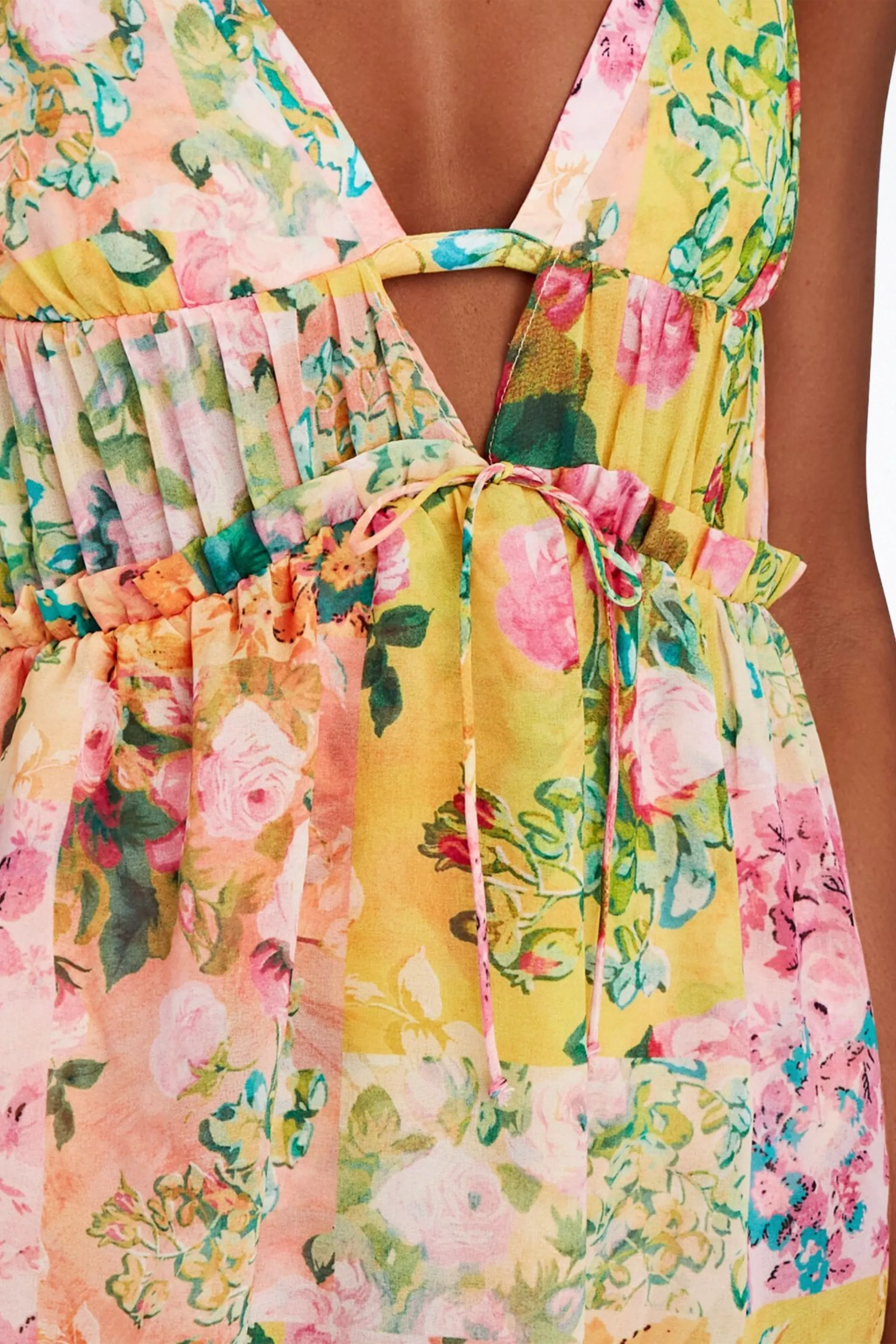 MADISON FLORAL-PRINT ASYMMETRIC CHIFFON MAXI DRESS