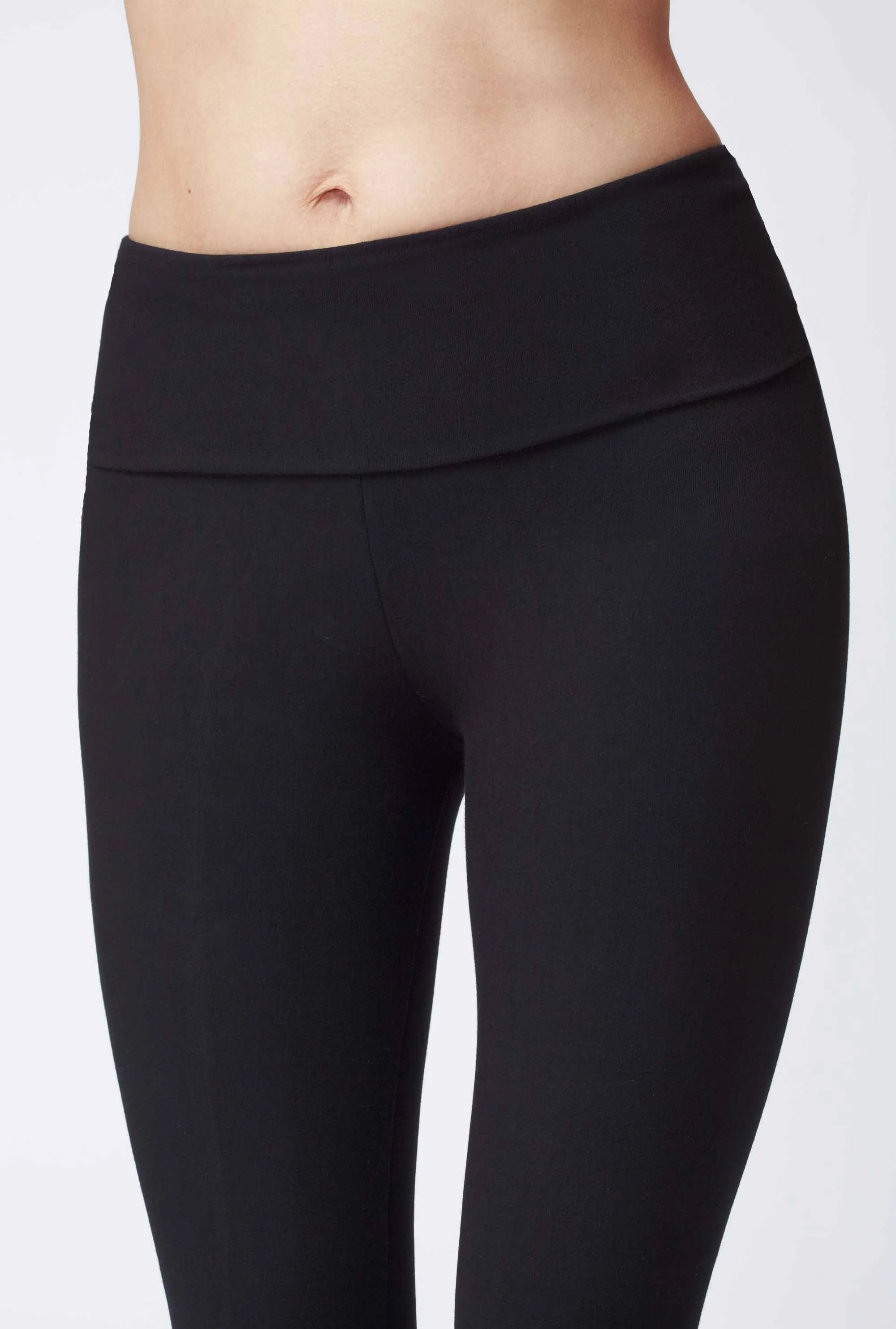 Medium Compression Bootcut with Fold Down Waist Black