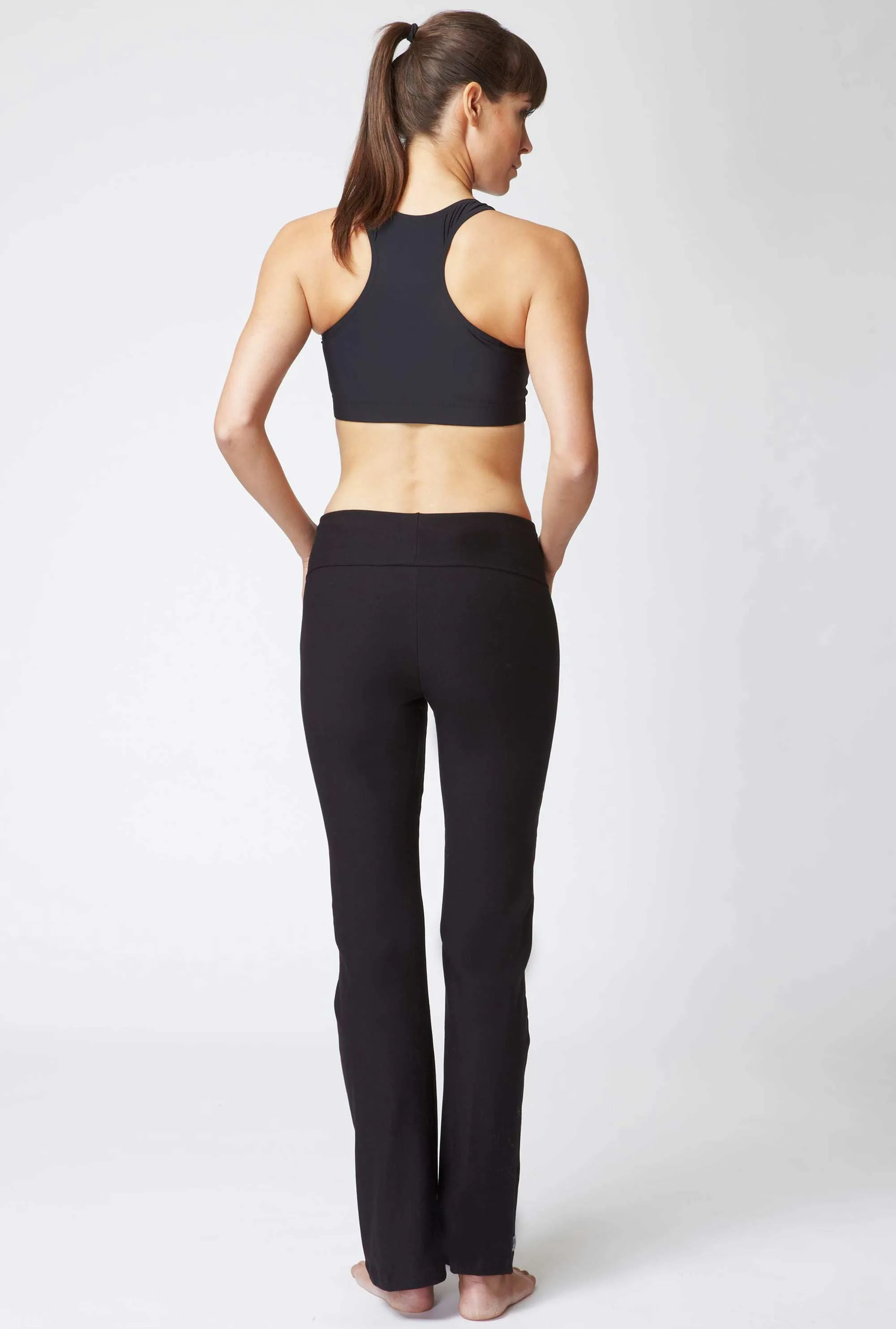 Medium Compression Bootcut with Fold Down Waist Black
