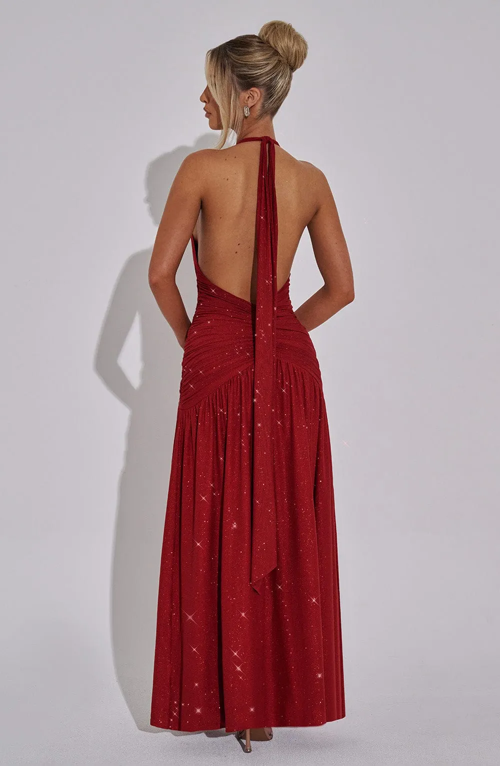 Melania Maxi Dress - Red Sparkle