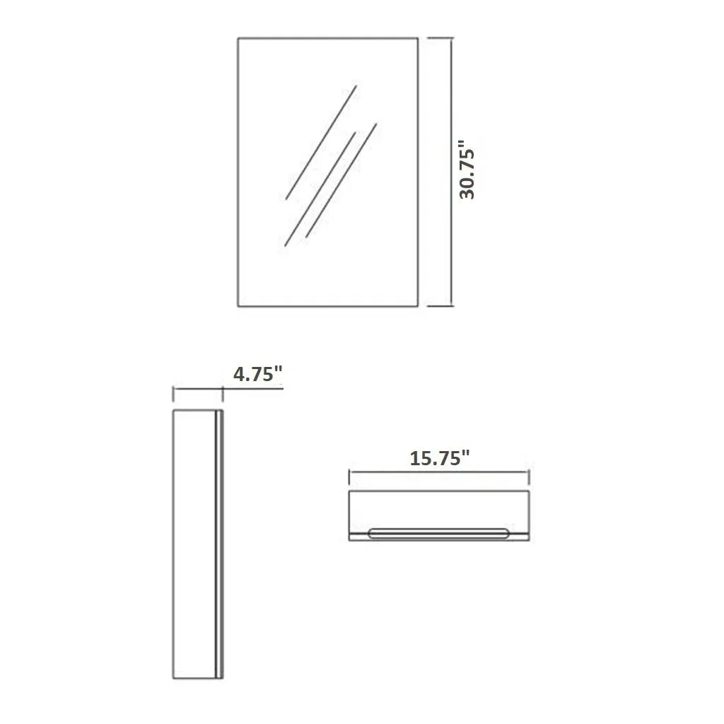 Miami Medicine Cabinet - Wall Mount - 16" Particle Board Laminated/Teak (Final Sale)