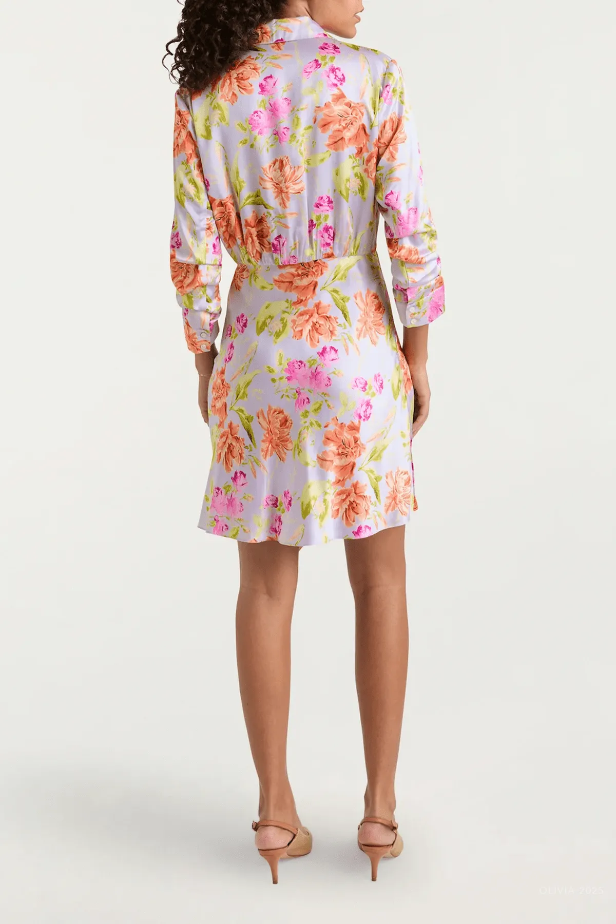 Midnight Tulips Mini Jacey Dress in Pale Lavender Multi