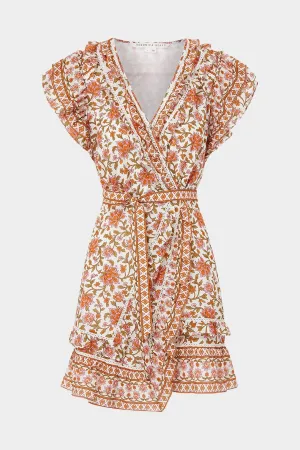 Mikhail Floral Block-Print Dress in Off-White Multi