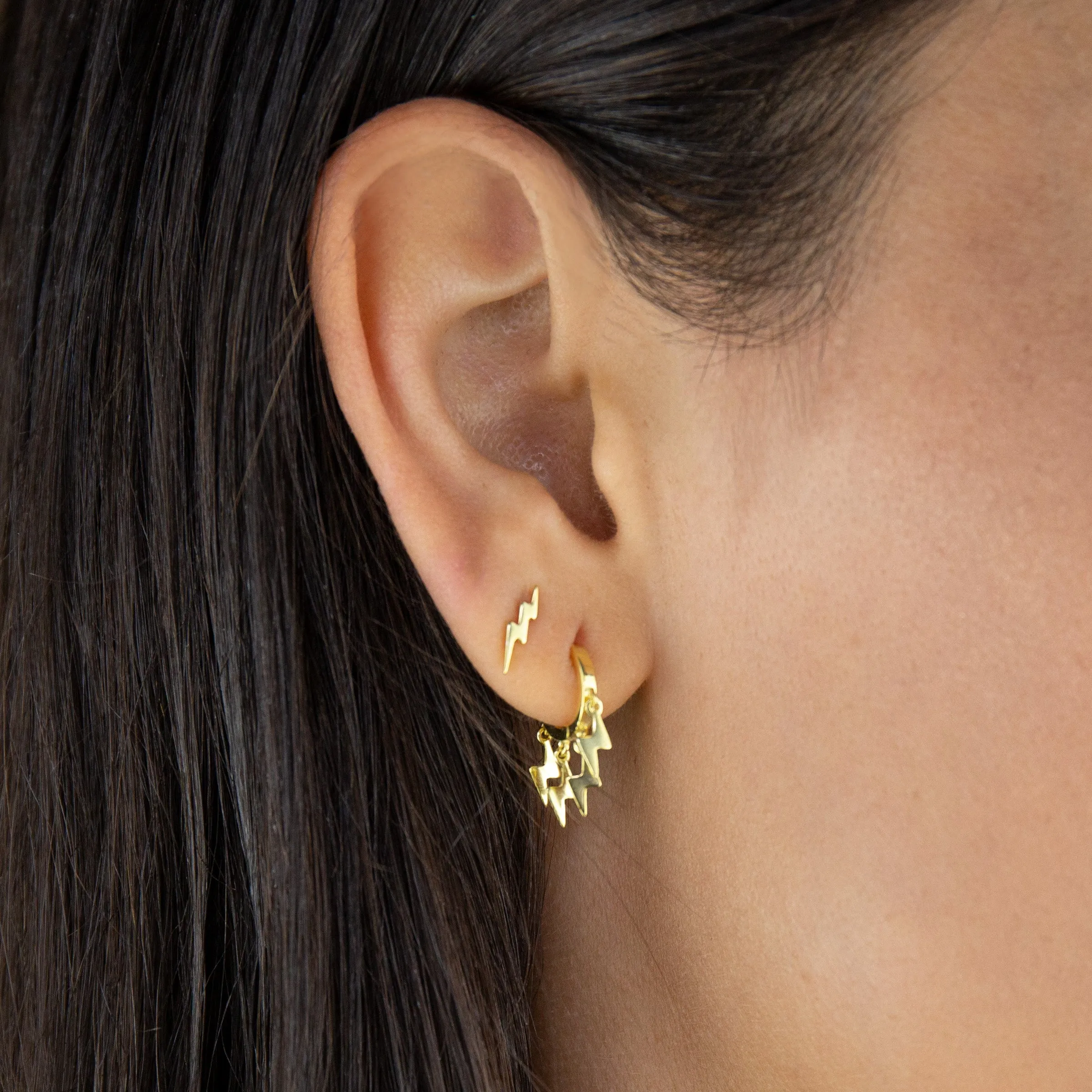 Mini Dangling Lightning Huggie Earring