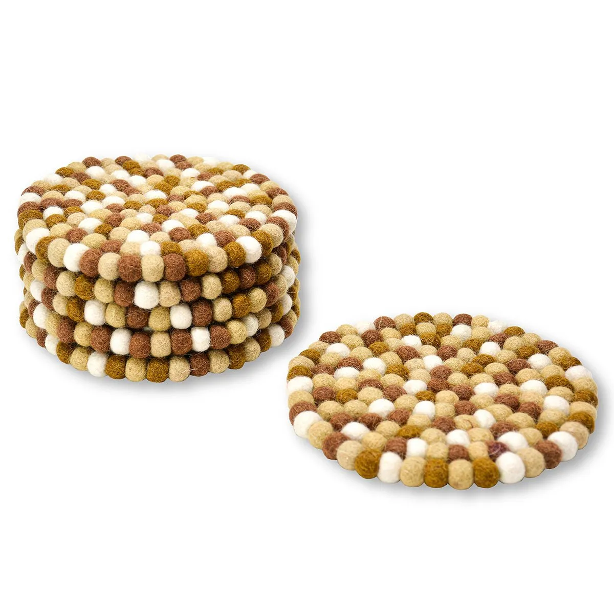 Mini Round Ball Mat- Brown & White