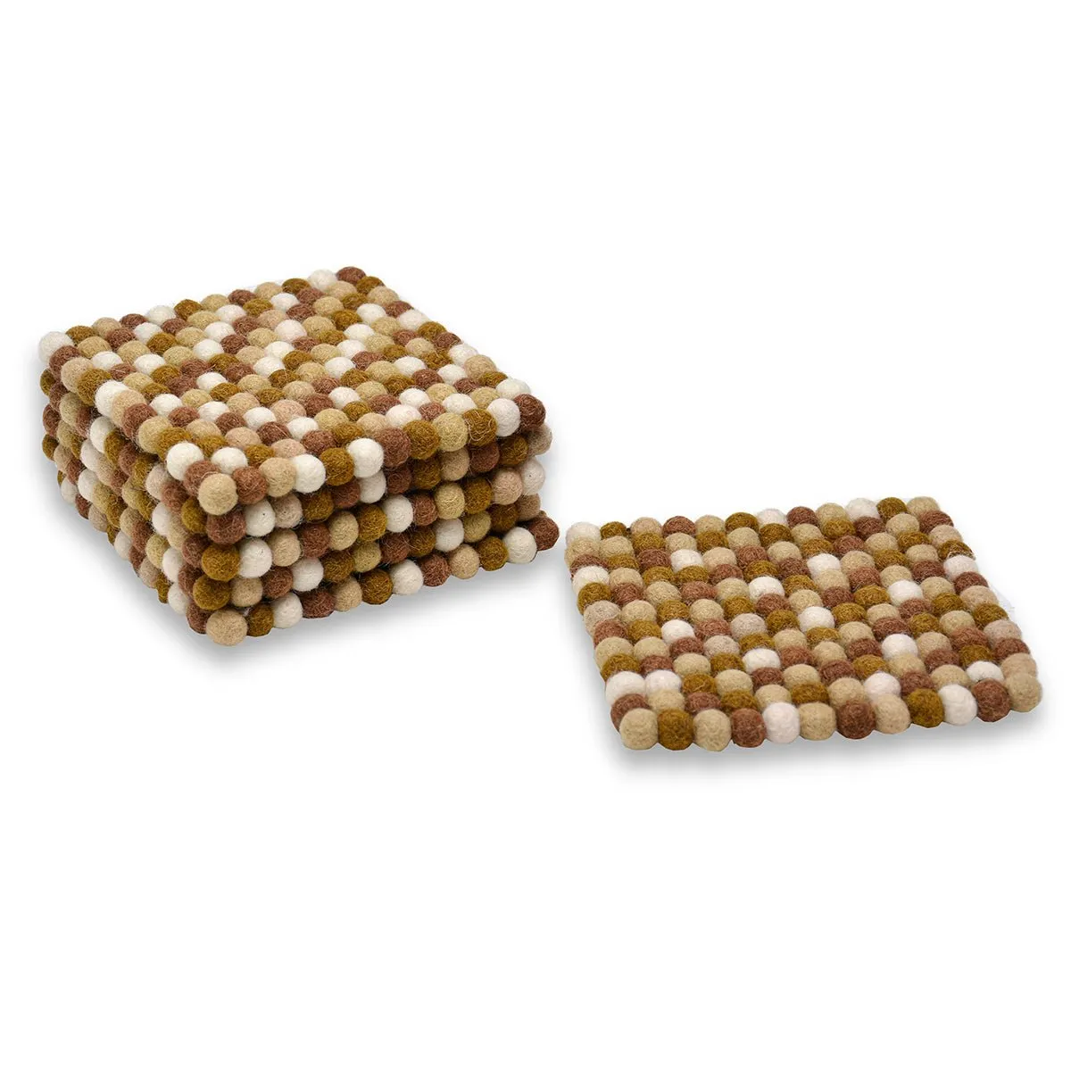 Mini Square Ball Mat- Brown & White