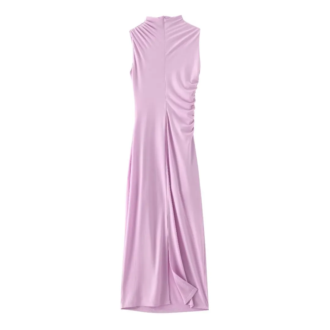 Mock Neck Ruched Maxi Dress